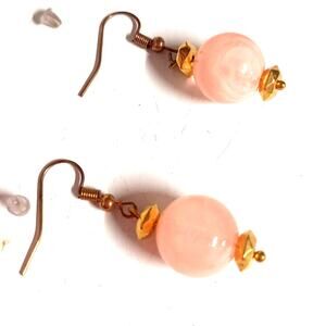 NWT Handmade Pink Marble Globe Dangle Earrings - 1.5" - Elegant & Unique